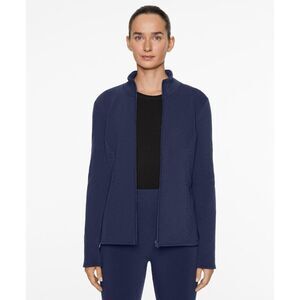 Oysho Womens Technical Jacket Size S Blue Super Extra Warm Jacquard 1679/628 NWT